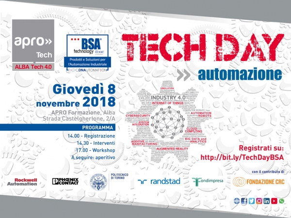 8 Novembre 2018 - TECH DAY: ad Alba l’Hub tecnologico per l’automazione