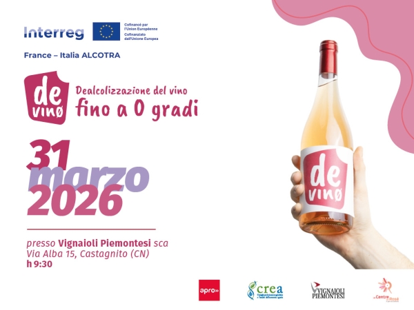 Nasce DEVIN0: il progetto transfrontaliero Italia– Francia coordinato da Apro Formazione con  Vignaioli Piemontesi, Crea e Centre du Rosè sulla dealcolizzazione del vino fino a 0 gradi